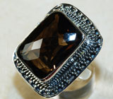 Стильное кольцо с дымчатым топазом Серебро 925
