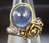 Серебряное кольцо с синим сапфиром и танзанитами Серебро 925
