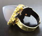 Серебряное кольцо с халцедоном и цитрином