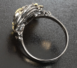 Серебряное кольцо с желтым турмалином, кристаллическим эфиопским опалом и разноцветными сапфирами Серебро 925