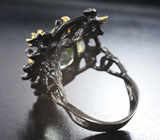 Серебряное кольцо с зеленым аметистом, диопсидом, топазом, изумрудом, цаворитом и синим сапфиром Серебро 925