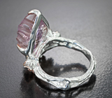 Серебряное кольцо с резным аметрином, альмандинами гранатами и перидотом