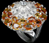 Роскошное кольцо с золотистыми сапфирами Серебро 925