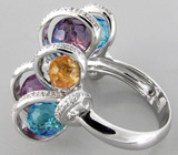 Кольцо из коллекции "Sunshine" с бриолетами самоцветов Серебро 925