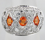 Широкое кольцо из коллекции "Sunshine" с сапфирами Серебро 925