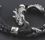 Браслет "Китайский Дракон" с розовыми сапфирами и гранатами Серебро 925