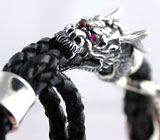 Браслет "Китайский Дракон" с розовыми сапфирами и гранатами Серебро 925