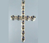 Кулон-крест с иолитами Серебро 925