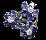 Кольцо с цветками синих сапфиров Серебро 925