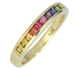 Кольцо с разноцветными сапфирами Золото