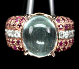 Кольцо из коллекции "Mia" с кабошоном аквамарина, сапфирами и бриллиантами Серебро 925