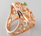 Ажурное кольцо с потрясающими демантоидами гранатами и бриллиантами Золото