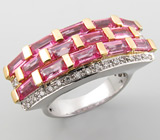 Кольцо с розовыми сапфирами и бриллиантами Золото