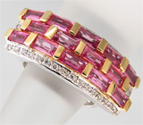 Кольцо с розовыми сапфирами и бриллиантами Золото