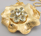 Текстурный кулон из коллекции "Sunshine" с зелеными аметистами + цепочка Серебро 925