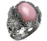 Черненое кольцо с розовым опалом Серебро 925