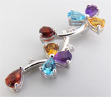 Кулон из коллекции "Sunshine" с аметистами, топазами и цитринами Серебро 925