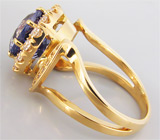 Кольцо с чистейшим танзанитом и бриллиантами Золото