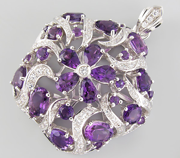 Крупный кулон из коллекции "Sunshine" с аметистами