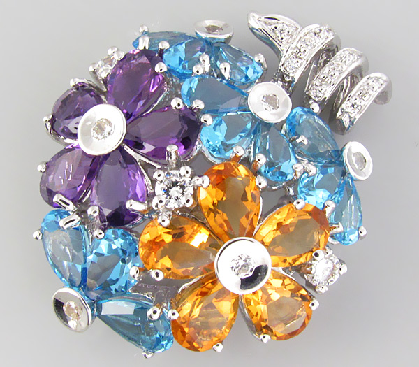 Кулон из коллекции "Sunshine" с топазами, аметистами и цитринами