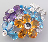 Кулон из коллекции "Sunshine" с топазами, аметистами и цитринами Серебро 925