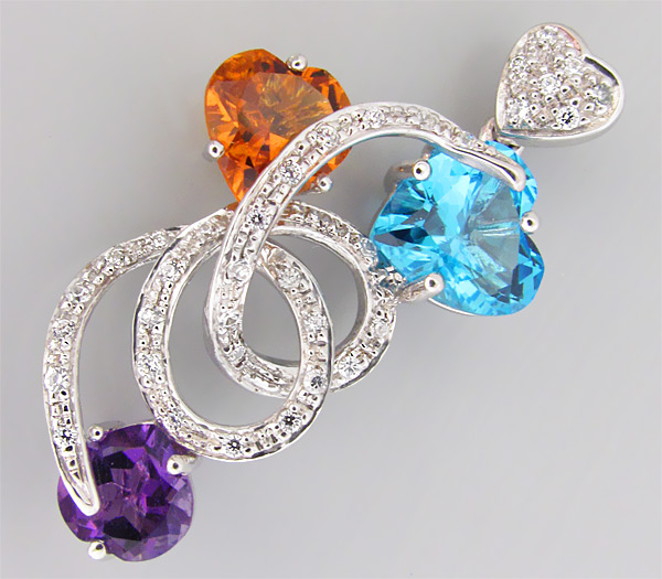 Кулон из коллекции "Sunshine" с цитрином, топазом и аметистом