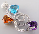 Кулон из коллекции "Sunshine" с цитрином, топазом и аметистом Серебро 925