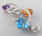 Кулон из коллекции "Sunshine" с цитрином, топазом и аметистом Серебро 925