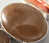 Крупный кулон с золотистым рутиловым кварцем Серебро 925