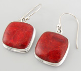 Серьги с кораллами Серебро 925