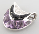 Кулон из коллекции "Sunshine" с аметистами и ониксом авторской огранки Серебро 925