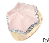 Кольцо от дизайн-студии FPJ с розовым кварцем авторской огранки и бриллиантами Золото