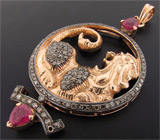 Подвеска "Лев" с сапфирами и бриллиантами Серебро 925