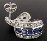 Серьги с синими сапфирами Серебро 925