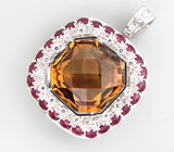 Кулон из коллекции "Sunshine" с цитрином Мадейра и пурпурными сапфирами Серебро 925