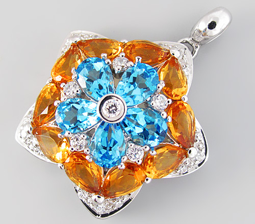 Кулон из коллекции "Sunshine" с топазами и золотистыми цитринами