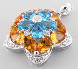 Кулон из коллекции "Sunshine" с топазами и золотистыми цитринами Серебро 925