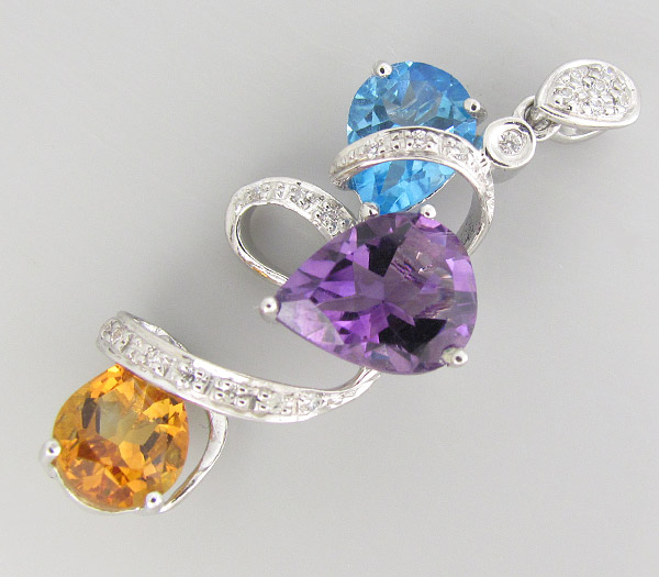 Кулон из коллекции "Sunshine" с аметистом, топазом и цитрином