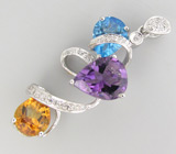 Кулон из коллекции "Sunshine" с аметистом, топазом и цитрином Серебро 925