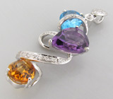Кулон из коллекции "Sunshine" с аметистом, топазом и цитрином Серебро 925