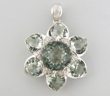 Кулон из коллекции "Sunshine" с зелеными аметистами Серебро 925