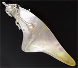 Перламутровый кулон с жемчугом на шнуре Серебро 925