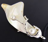 Перламутровый кулон с жемчугом на шнуре Серебро 925