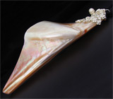 Кулон с перламутром, жемчужиной и сапфиром на шнуре Серебро 925