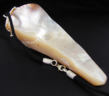 Кулон с перламутром, жемчужиной и сапфиром на шнуре Серебро 925