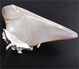 Кулон с радужным перламутром, жемчужиной и сапфиром на шнуре Серебро 925