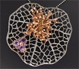 Ажурный кулон с аметистами на цепочке Серебро 925