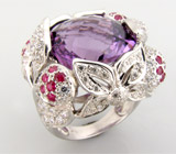 Кольцо из коллекции "Sunshine" с аметистом и пурпурными сапфирами Серебро 925