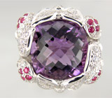 Кольцо из коллекции "Sunshine" с аметистом и пурпурными сапфирами Серебро 925