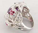 Кольцо из коллекции "Sunshine" с аметистом и пурпурными сапфирами Серебро 925
